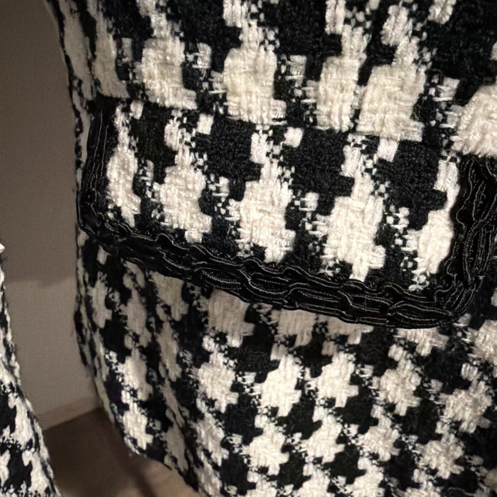 Chadwicks Vtg Black And White Houndstooth Acrylic Button Blazer Women's Size 14 - Picture 6 of 8